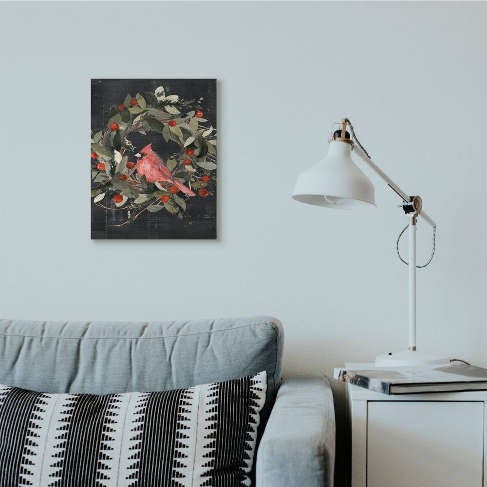 Stupell Industries Red Cardinal In Wreath Design Canvas Wall Art